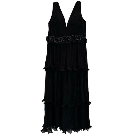 Ieena for Mac Duggal Rosette Ruffle Layered Maxi Dress Size 12 - Picture 3 of 11